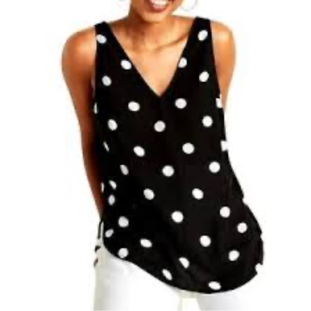 Old Navy Black and White Polka Dot Tank Top
